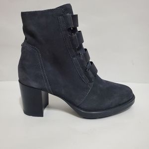 Aqautalia Indira Boot Gray Suede block heel ankle bootie side zip